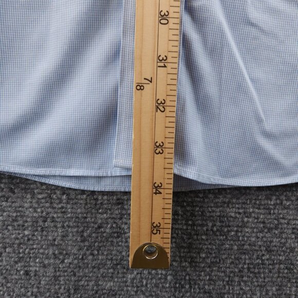 Brooks Brothers Cotton Check Non-Iron Button-Down 17 4/5 Blue Mens Pocket Shirt - Picture 12 of 16